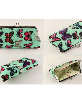 Casual Butterfly Printing Canvas Wallet And Long Coin Purse