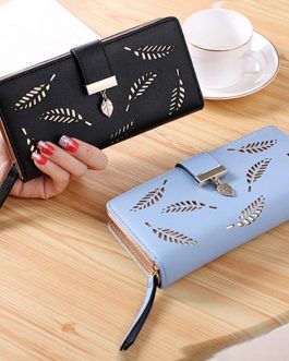 Designer Leaves Hollow Out Soft PU Leather Clutch Wallet