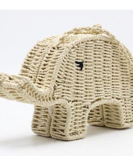 Elephant Cartoon Straw Mini Cute Casual Bag