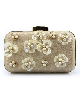 Evening Handbags Glitter Pearl Flower Horizontal Mini Wedding Clutch Bags