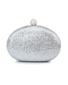Formal Euro-Style Metallic Woman’s Evening Bag With Sequins
