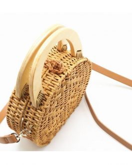 Handmade Round Straw Beach Shoulder Bags