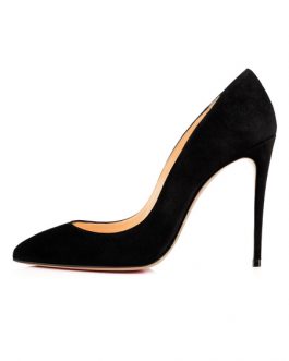High Heels Suede Leather Pointed Toe Stiletto Heel Slip On Pumps
