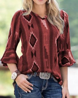 Jewel Neck Casual Plaid Long Sleeves Polyester Tops
