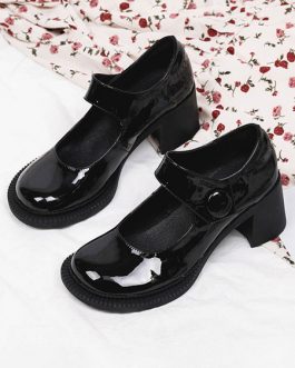 Loafers Round Toe Marry Jane Casual PU Leather Shoes