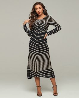 Sexy Stripe Stitching Evening Skinny Dress