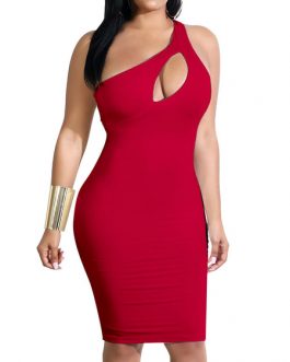 One Shoulder Sleeveless Sexy Party Dress