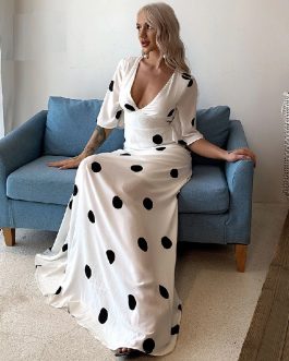 Polka Dot Sexy Ruffle Elegant Party Boho Maxi Dress