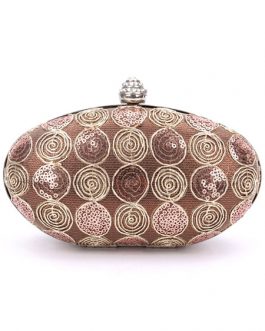 Sequin Wedding Clutch Oval Shape Evening Handbags