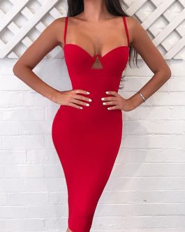 Sexy Party Dress Straps Cut Out Summer Dress Shaping Pencil Dress