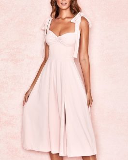 Sexy Spaghetti Strap Bow Strapless Runway Party Dresses