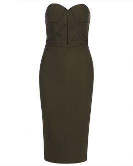 Sexy Strapless Bandage Runway Bodycon Party Dresses