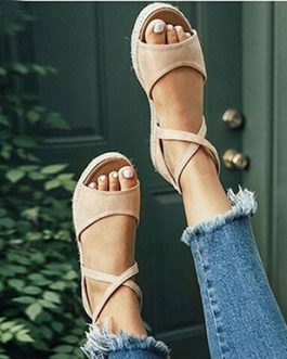 Slip-On Sandals with Narrow Ankle Straps