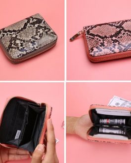Small Serpentine PU Leather Card Holder Short Wallet