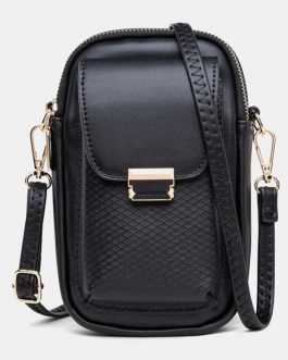 Solid Zipper Crossbody Shoulder Bag