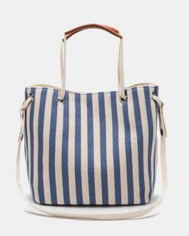 Striped Casual Canvas Handbag Crossbody Bag