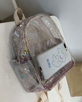Sweet Lolita Bag Transparent PU Leather Stars Shining Backpack