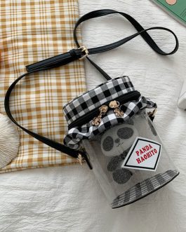 Sweet Lolita Bag Transparent Toy Plaid PU Leather Cross Body Bag