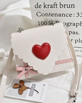 Sweet Lolita Handbag Letter Shaped PU Leather Hearts Cross Body Bag