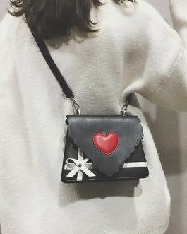 Sweet Lolita Handbag Letter Shaped PU Leather Hearts Cross Body Bag