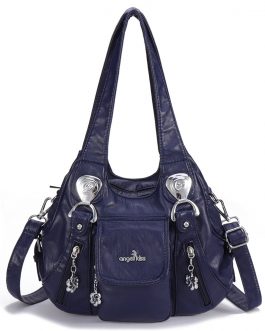 Women Casual Soft Leather Handbag Multi-Pockets Crossbody Bag