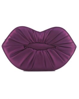 Women Silk Evening Bag with Lip Pattern